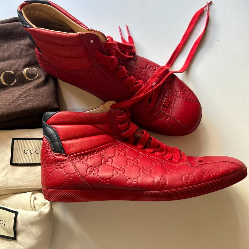 Gucci Signature High-top Sneaker - Hibiscus Red Gucci Signature Men - Picture 3 of 8